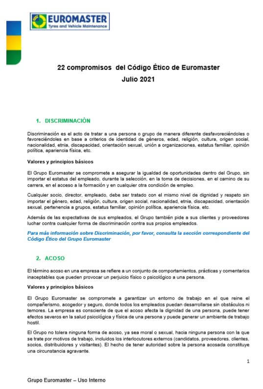 compromisos código ético euromaster